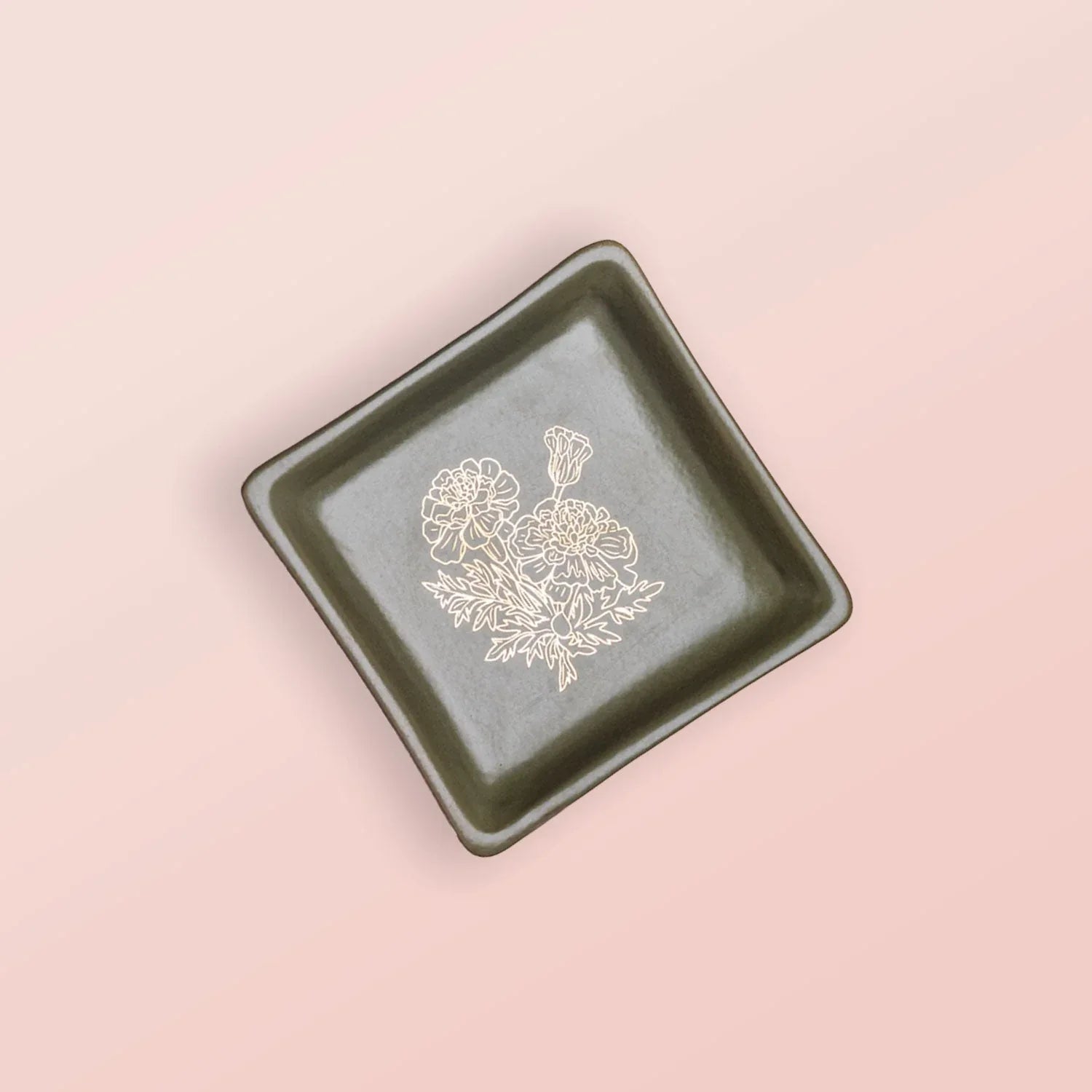 Ananda Petite Plates Olive Green - Handcrafted Stoneware with 24k Gold - Dancing Leaf