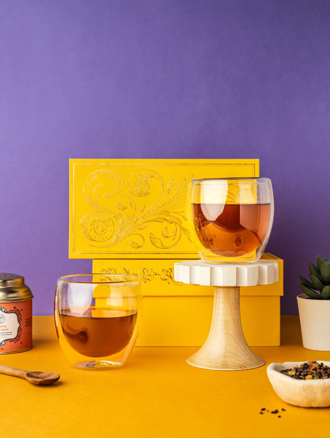 Baroque Gift Box (2 Bueno Double Walled Cups)-Dancing Leaf