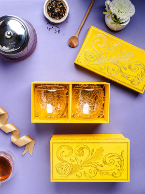 Baroque Gift Box (2 Bueno Double Walled Cups)-Dancing Leaf