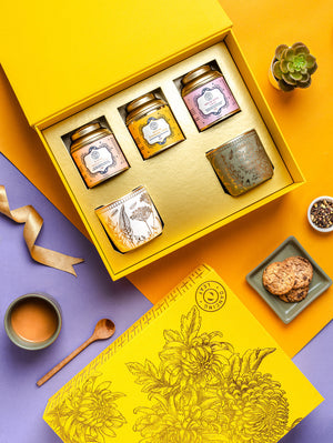 Chai Kulhar Gift Box (2 Ananda Kulhar + 3 Chai Blend Tin 35g)-Dancing Leaf