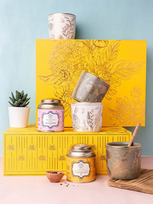 Chai Kulhar Gift Box (4 Aurobindo Kulhar + 2 Chai Blend Tin 35g) - Dancing Leaf