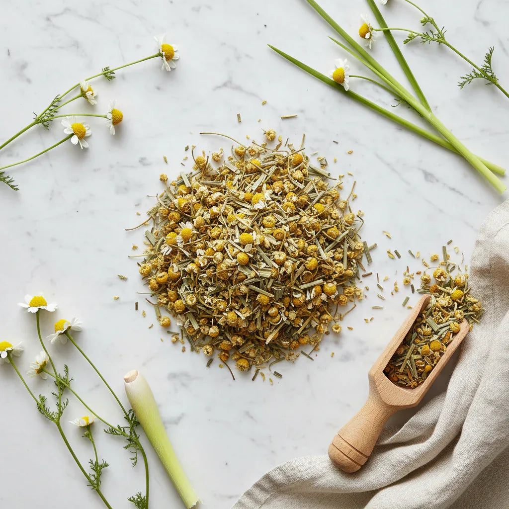 Chamomile Peppermint Lemongrass Herbal Infusion - Relaxing Wellness Blend - Dancing Leaf