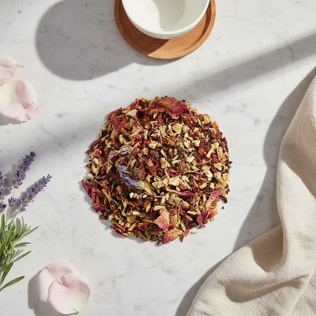 Fruit Bloom Herbal Infusion - Tropical Wellness Blend - Dancing Leaf