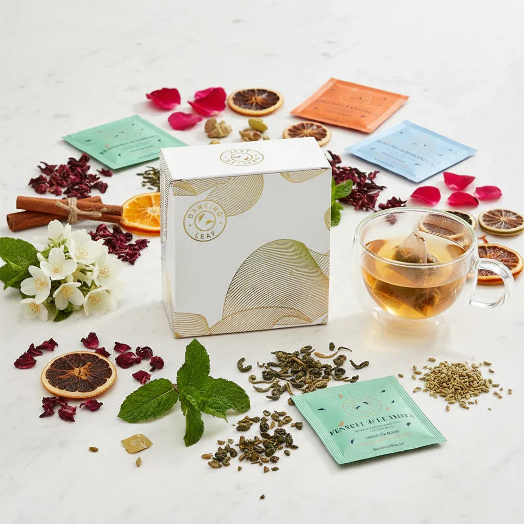 Glimpses Tea Sampler - 5 Premium Blends Trial Pack (10 Tea Bags) - Dancing Leaf
