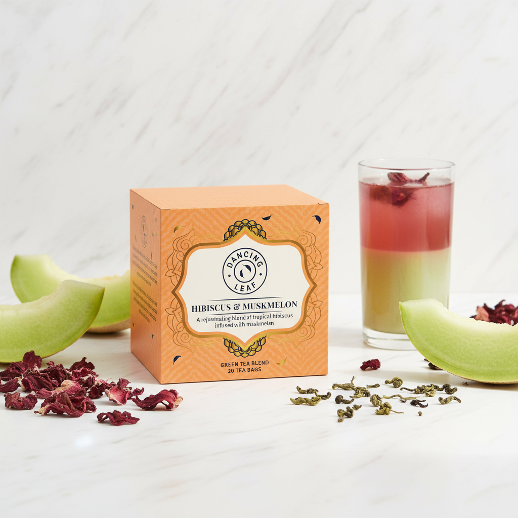 Hibiscus & Muskmelon Green Tea Bags - Stress Relief & Hydration (20 Count) - Dancing Leaf