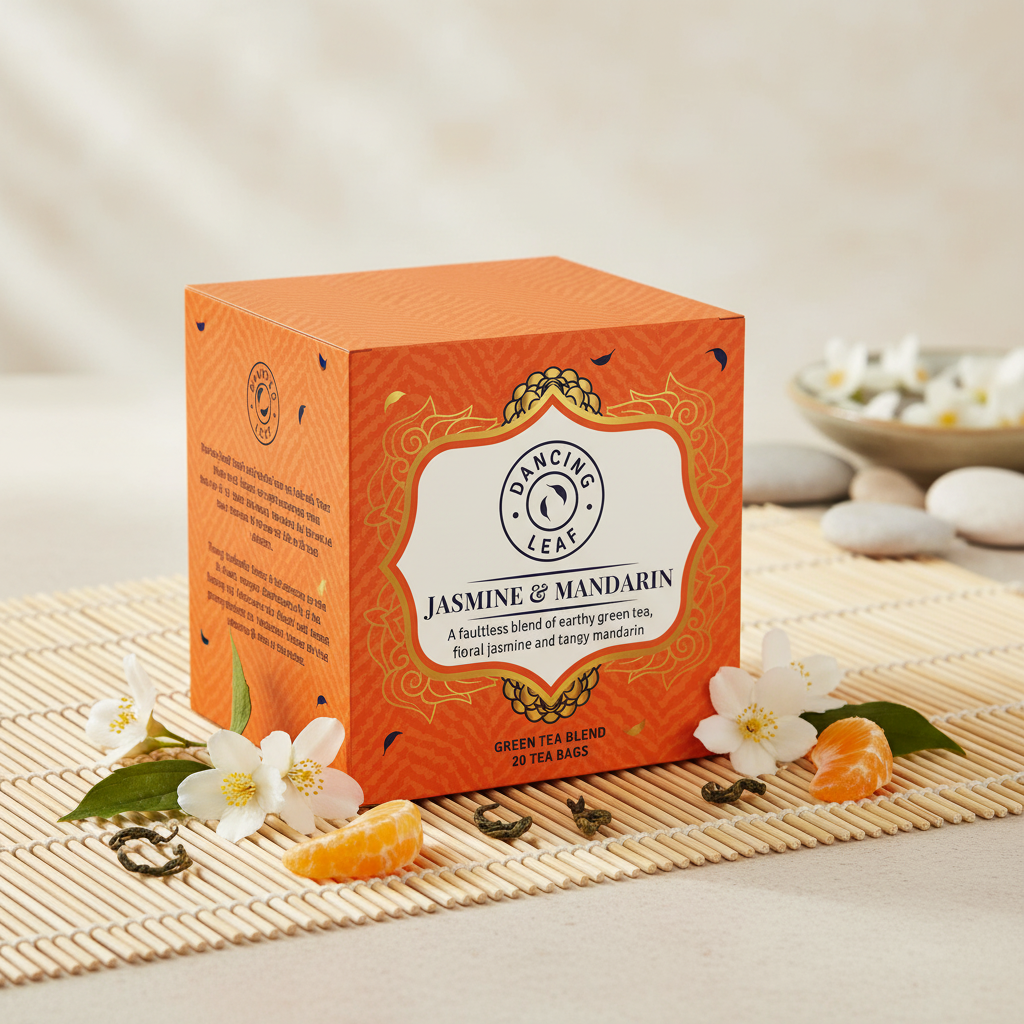 Jasmine Mandarin Green Tea Bags - Citrus & Floral Antioxidant Blend (20 Count) - Dancing Leaf
