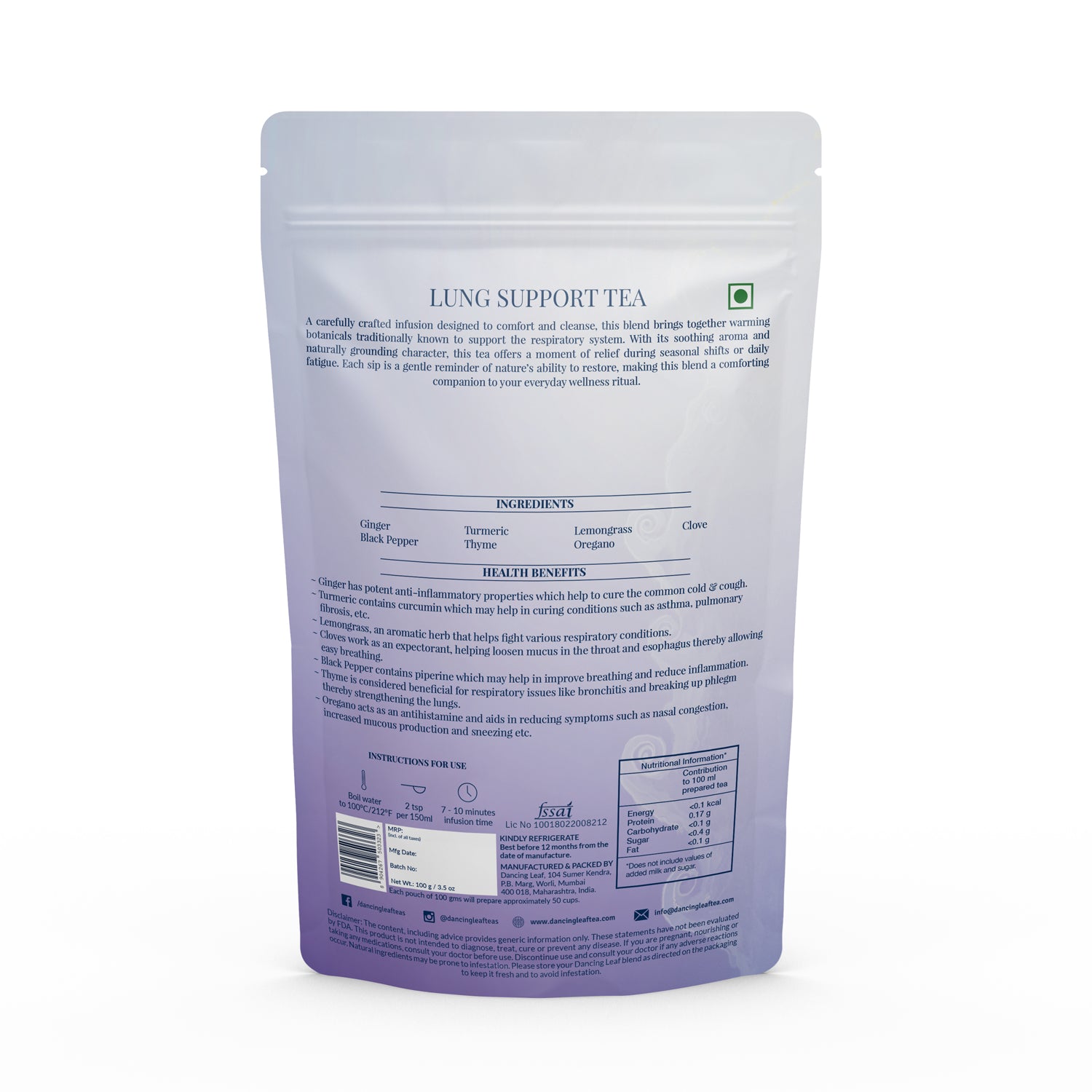 Lung Support Tea - 100 gms (50 Cups)-Dancing Leaf