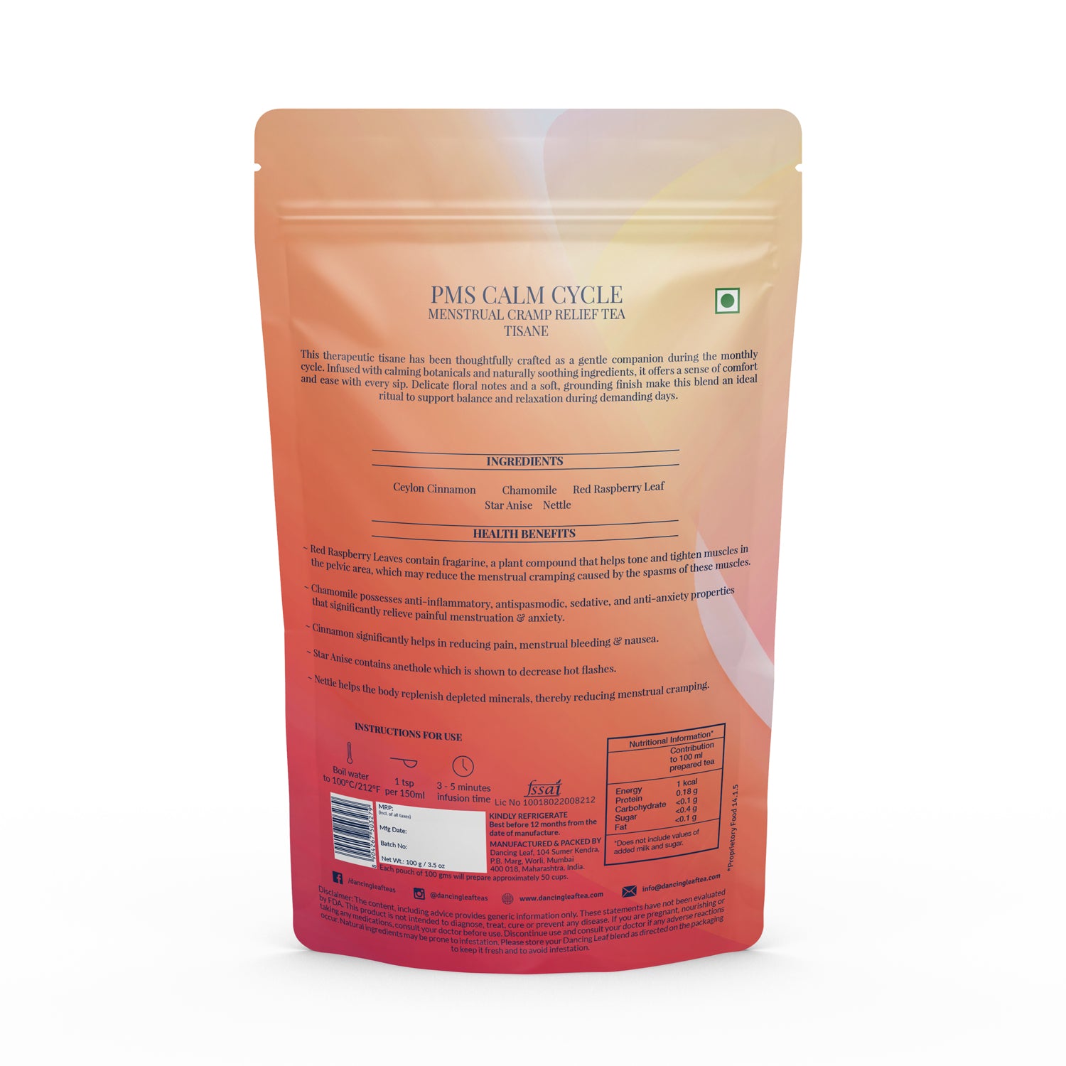 PMS Calm Cycle - 100 gms (50 Cups)-Dancing Leaf