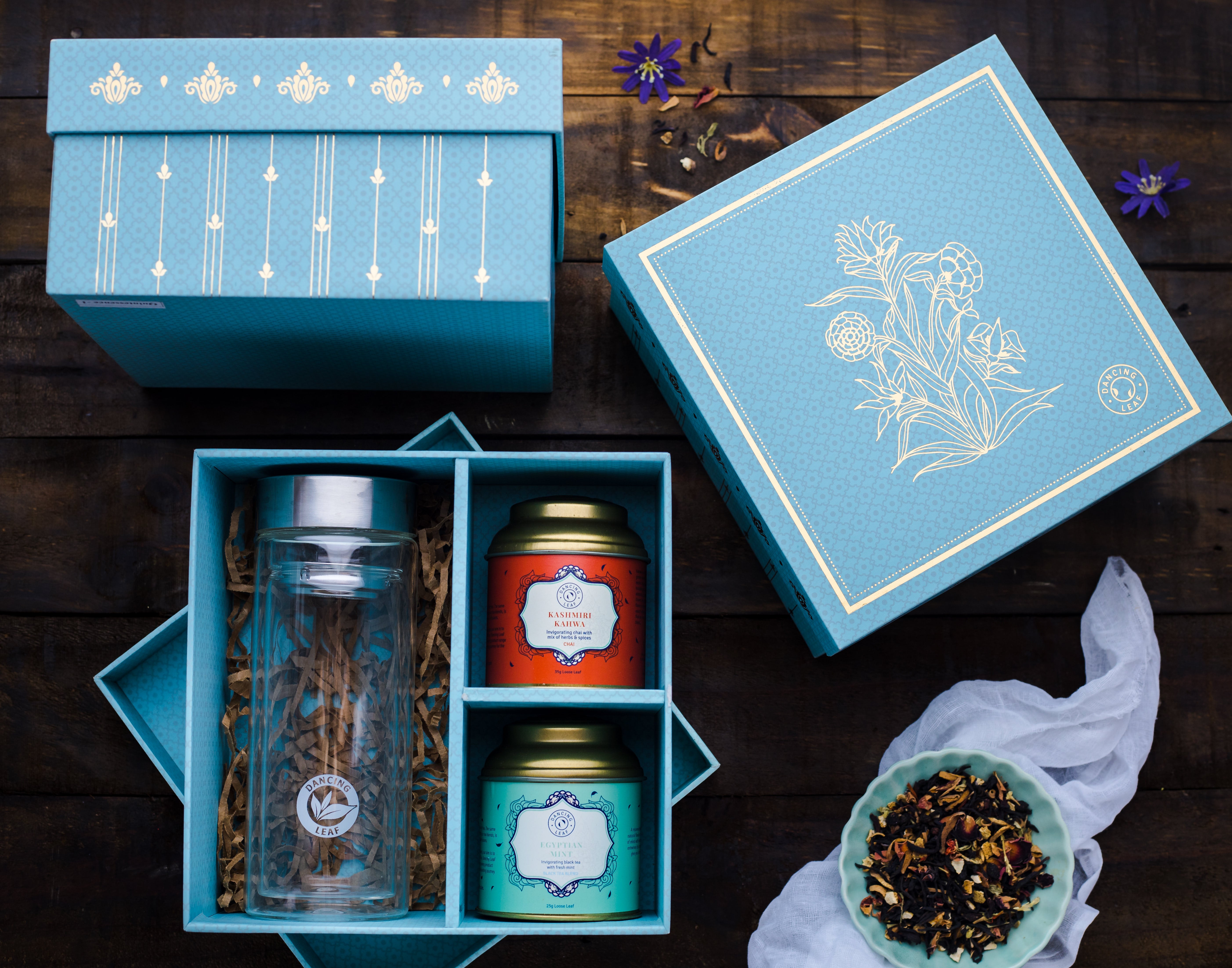 Quintessence Gift Box (2 Tea Caddies + Viajero Travel Tumbler)-Dancing Leaf