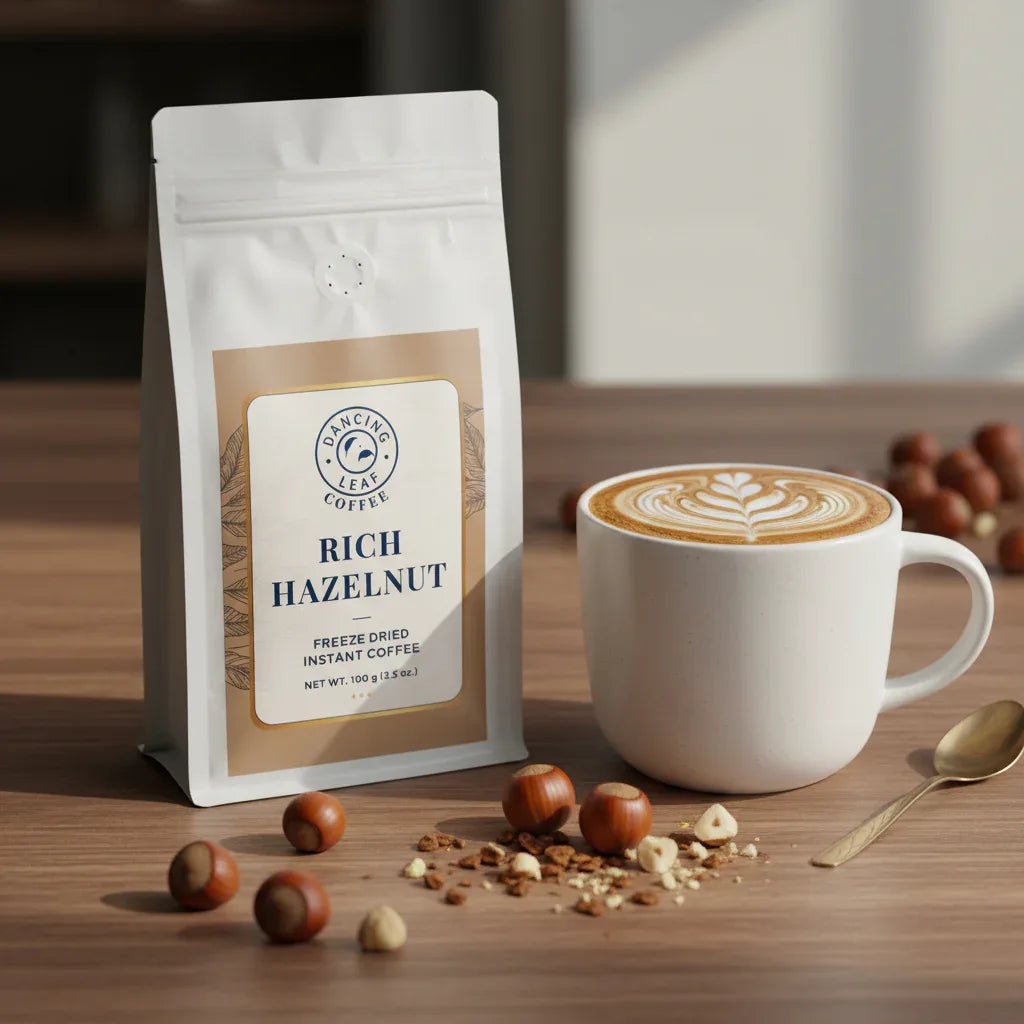 Rich Hazelnut Freeze Dried Instant Coffee - 100g - Dancing Leaf