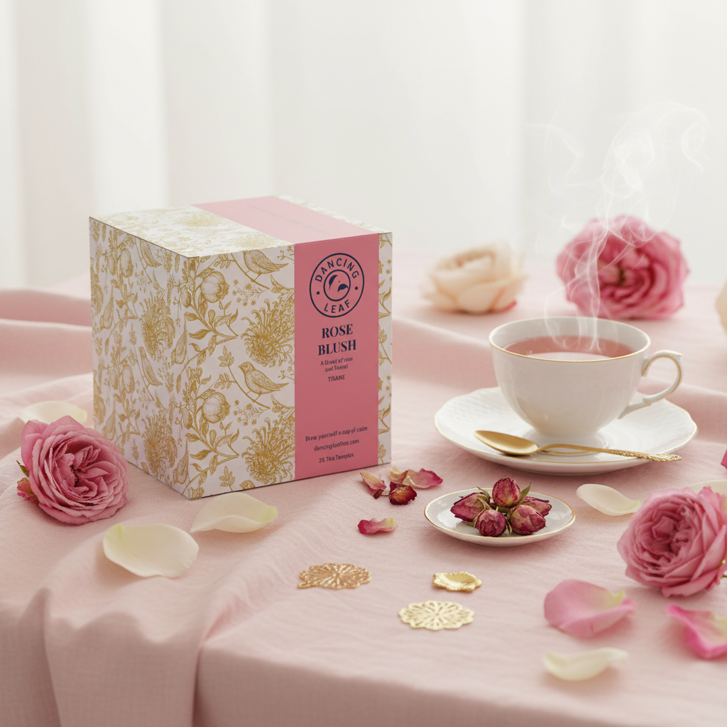 Rose Blush Green Tea Bags - Calming Floral Blend (20 Count)-Dancing Leaf