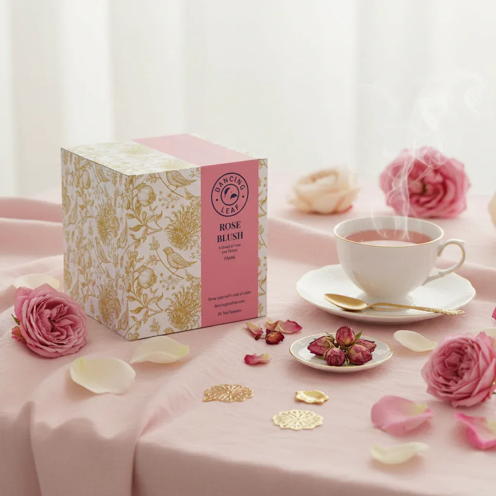 Rose Blush Green Tea Bags - Calming Floral Blend (20 Count) - Dancing Leaf