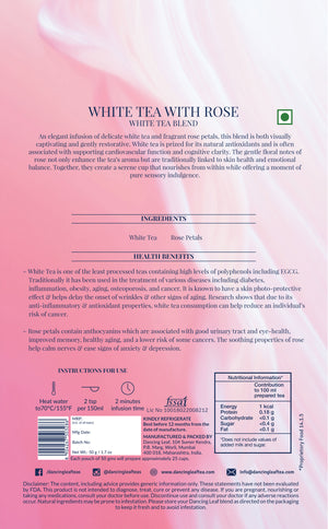 White Tea with Rose - 50 gms (25 Cups)-Dancing Leaf
