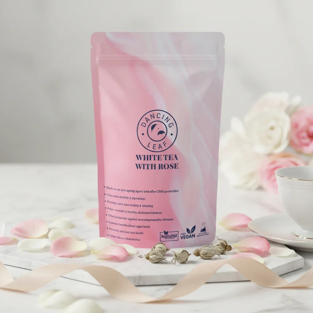 White Tea with Rose - Premium Antioxidant Blend - 50g - Dancing Leaf