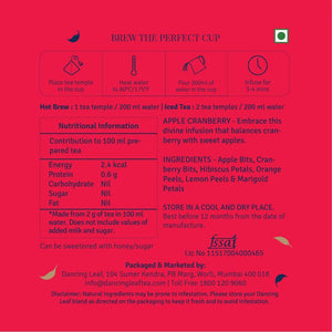 Apple Cranberry Herbal Tea Bags - Vitamin C Rich (20 Count) - Dancing Leaf