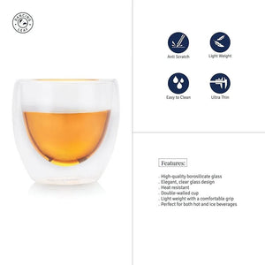 Clasico Teapot (300ml) + 2 Fino Double Walled Cups (80ml) (Combo Pack) - Dancing Leaf
