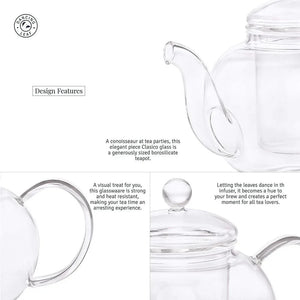 Clasico Teapot (300ml) + 2 Fino Double Walled Cups (80ml) (Combo Pack) - Dancing Leaf