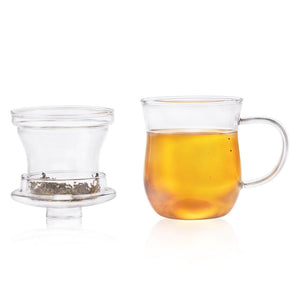 Grácil Glass Tea Infuser Mug (350ml)-Dancing Leaf