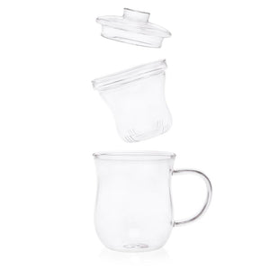 Grácil Glass Tea Infuser Mug (350ml)-Dancing Leaf