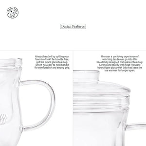 Grácil Glass Tea Infuser Mug (350ml) - Dancing Leaf