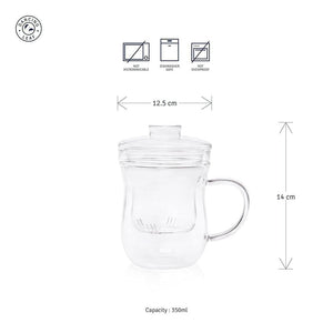 Grácil Glass Tea Infuser Mug (350ml)-Dancing Leaf