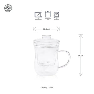 Grácil Glass Tea Infuser Mug (350ml) - Dancing Leaf