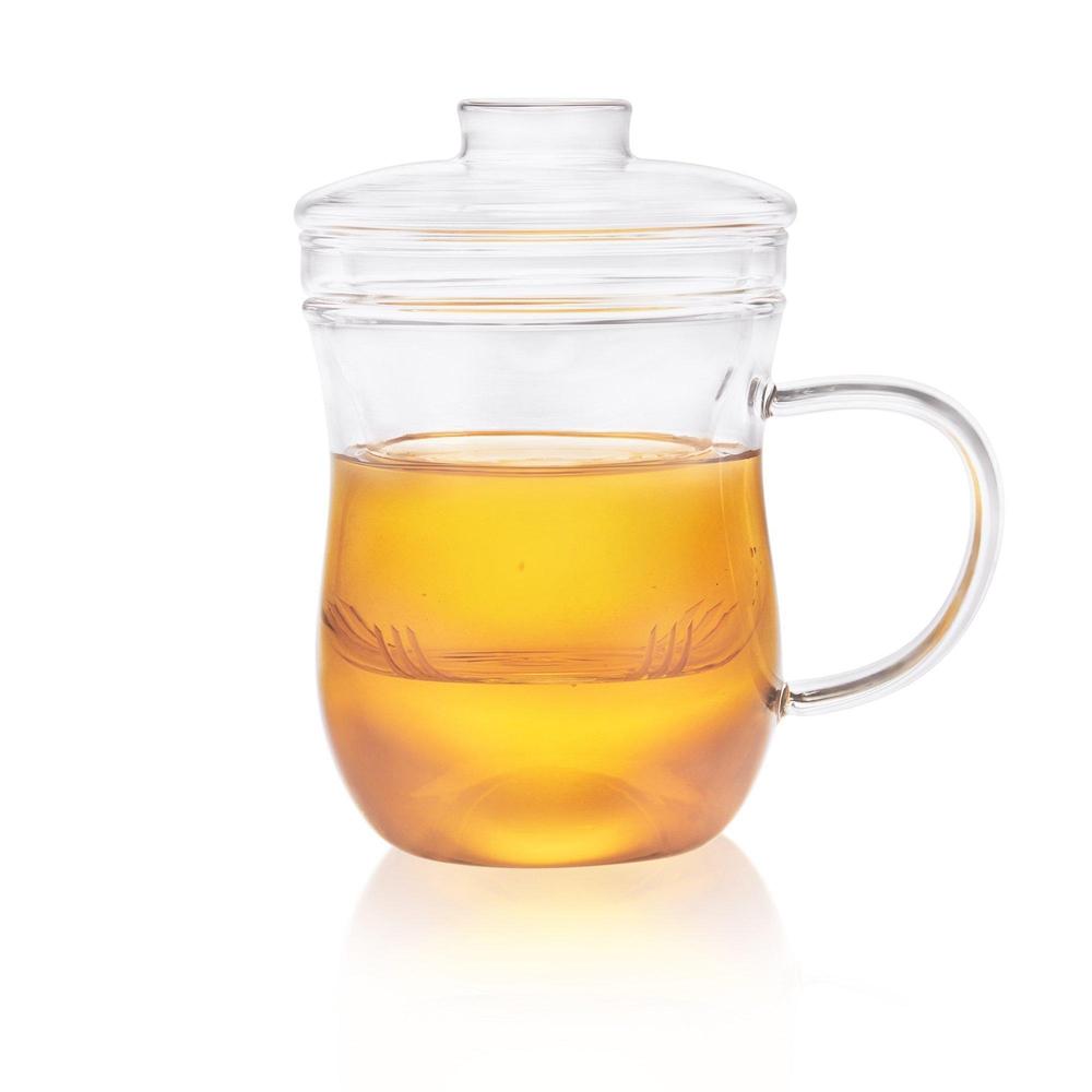 Grácil Glass Tea Infuser Mug (350ml)-Dancing Leaf