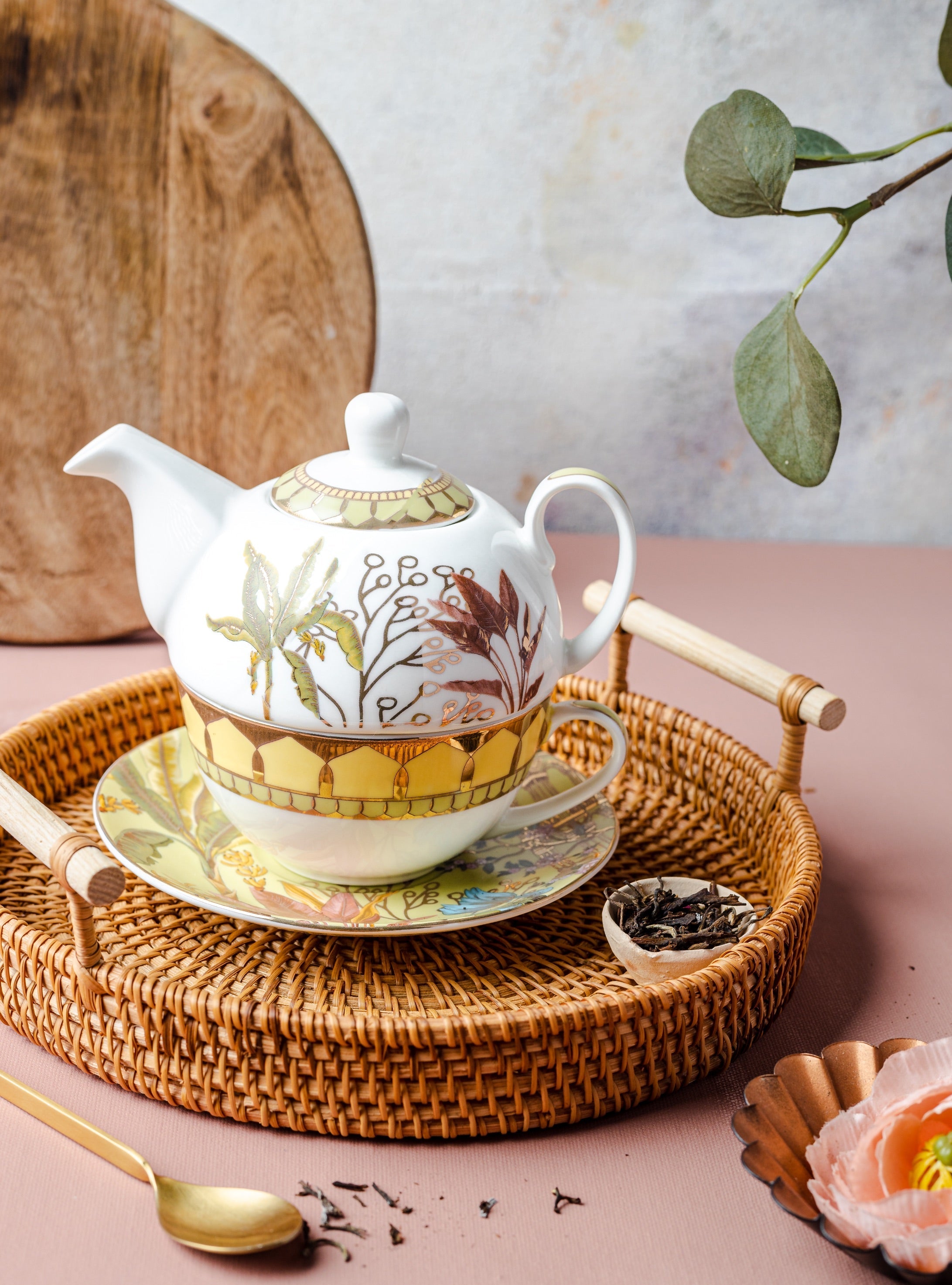 Nilaya Tea For One with Cup & Saucer (350 ml)-Dancing Leaf