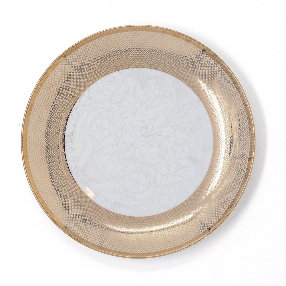 Porcelain Dessert Plate (8 inches) - Set of 4-Dancing Leaf