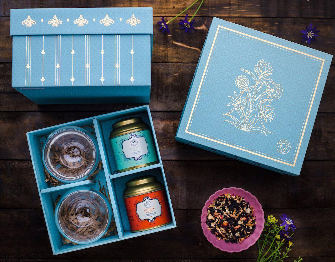 Quintessence Gift Box (2 Tea Caddies + 2 Bueno Double Walled Cups - 250ml) - Dancing Leaf