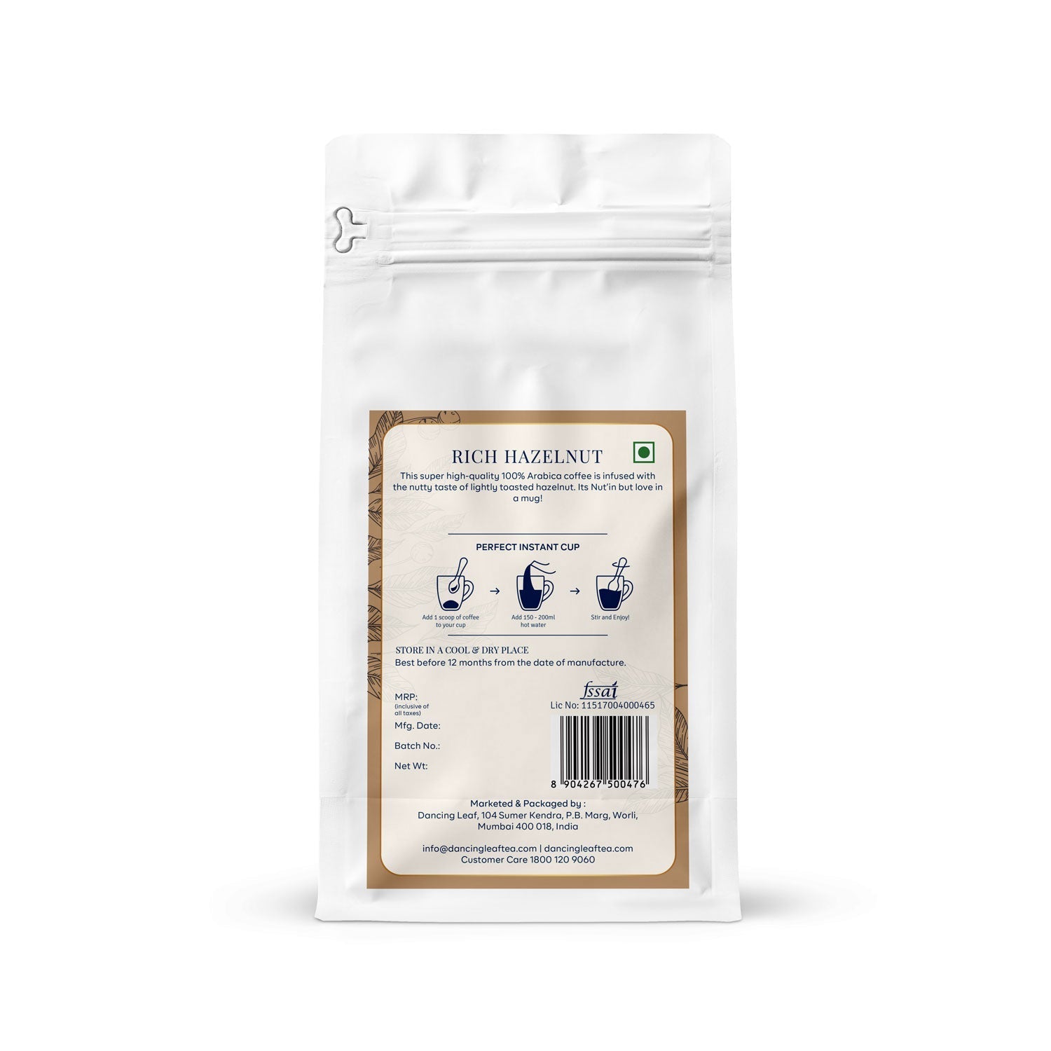 Rich Hazelnut - Freeze Dried Instant Coffee (100g)-Dancing Leaf