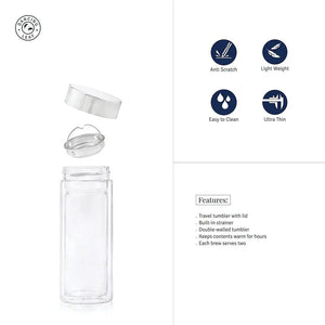 Viajero Glass Travel Tea Tumbler (350ml) - Dancing Leaf