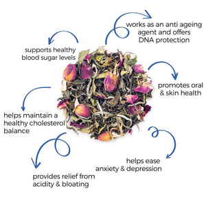 White Tea with Rose - Premium Antioxidant Blend - 50g - Dancing Leaf