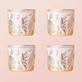 Ananda Kulhar Ivory White Set of 4 - Handcrafted Stoneware with 24k Gold - Dancing Leaf