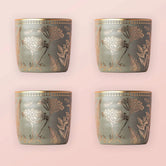 Ananda Kulhar Olive Green Set of 4 - Handcrafted Stoneware with 24k Gold - Dancing Leaf