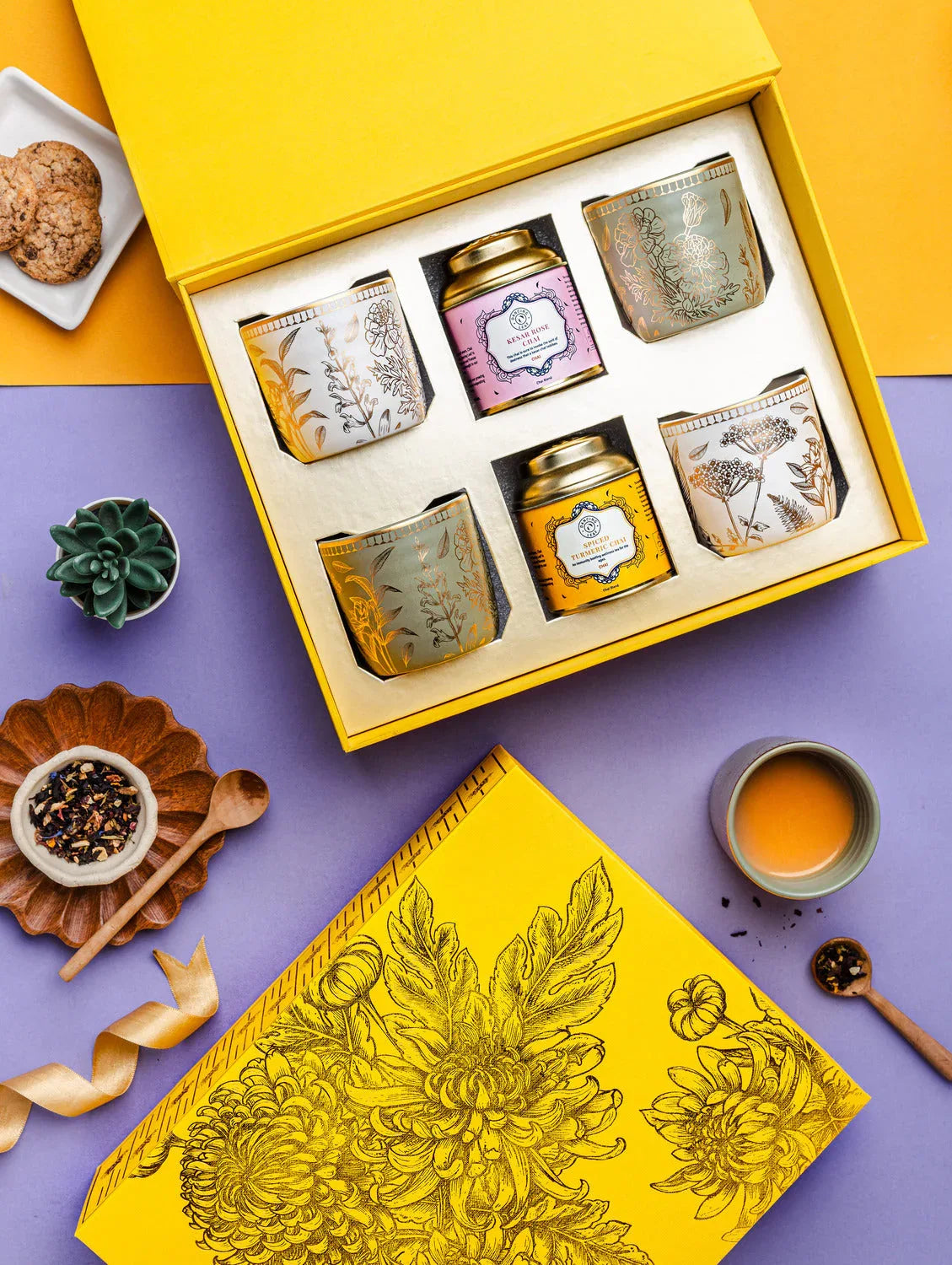 Chai Kulhar Gift Box (4 Aurobindo Kulhar + 2 Chai Blend Tin 35g) - Dancing Leaf