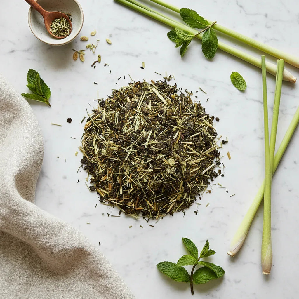 Lemongrass Mint Hue Herbal Infusion - Refreshing Citrus Blend - Dancing Leaf