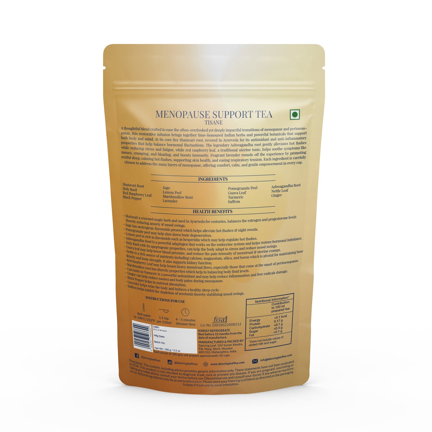 Menopause Support Tea - 100 Gms (50 Cups)-Dancing Leaf