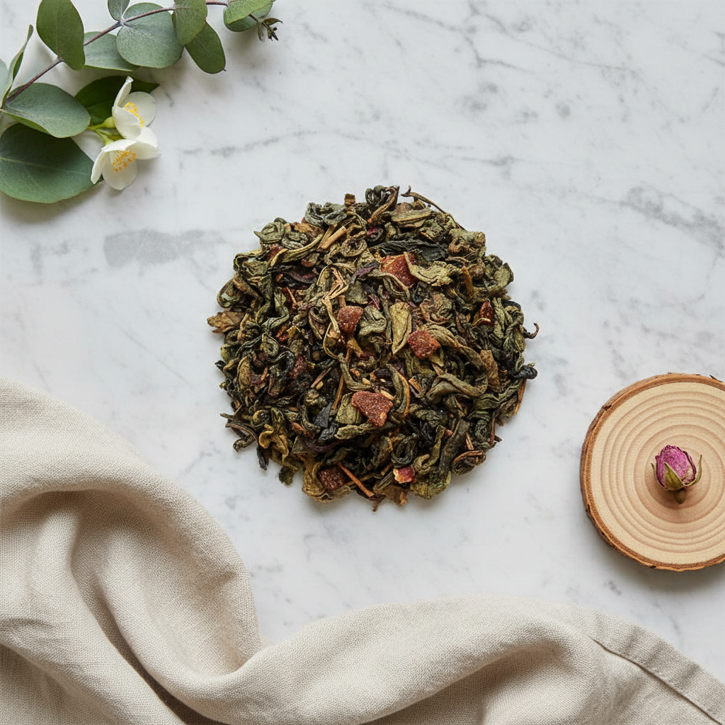 Green Tea with Peach & Hibiscus - Fruity Wellness Fusion-Dancing Leaf