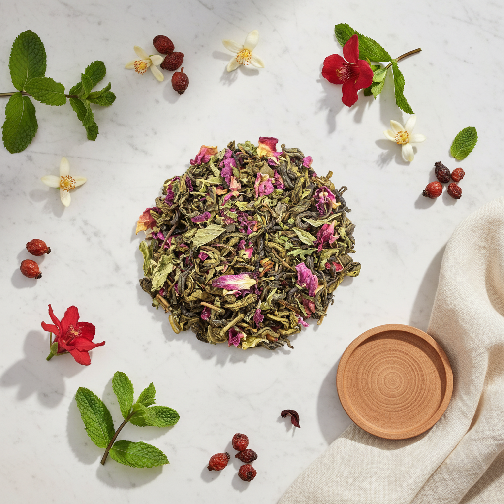 Spearmint Rose Green Tea Blend - Refreshing Floral Fusion-Dancing Leaf