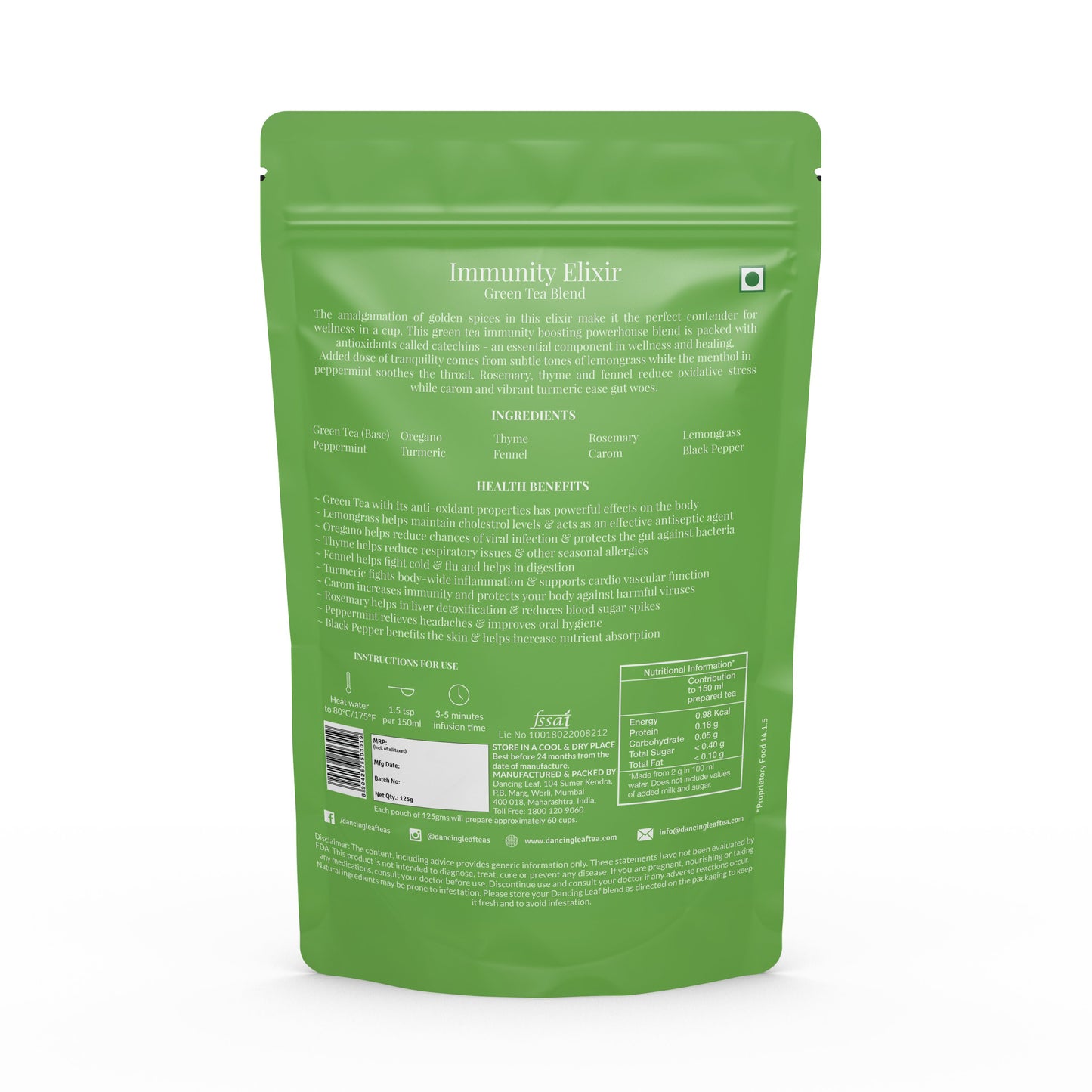 All-Day Immunity Elixir - Green Tea Blend - 125 gms (60 - 65 cups)-Dancing Leaf