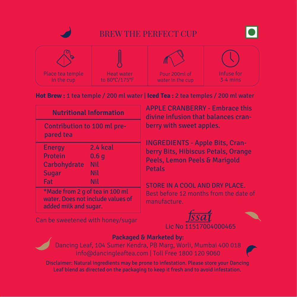 Apple Cranberry Herbal Tea Bags - Vitamin C Rich (20 Count) - Dancing Leaf