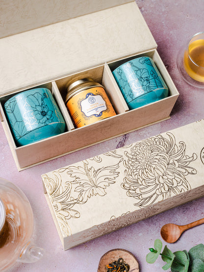 Chai Kulhar Gift Box (2 Aurobindo Kulhar + 1 Chai Tin 35g)-Dancing Leaf