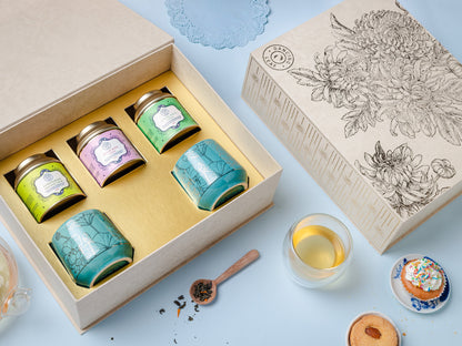 Chai Kulhar Gift Box (2 Aurobindo Kulhar + 3 Chai Blend Tin 35g)-Dancing Leaf