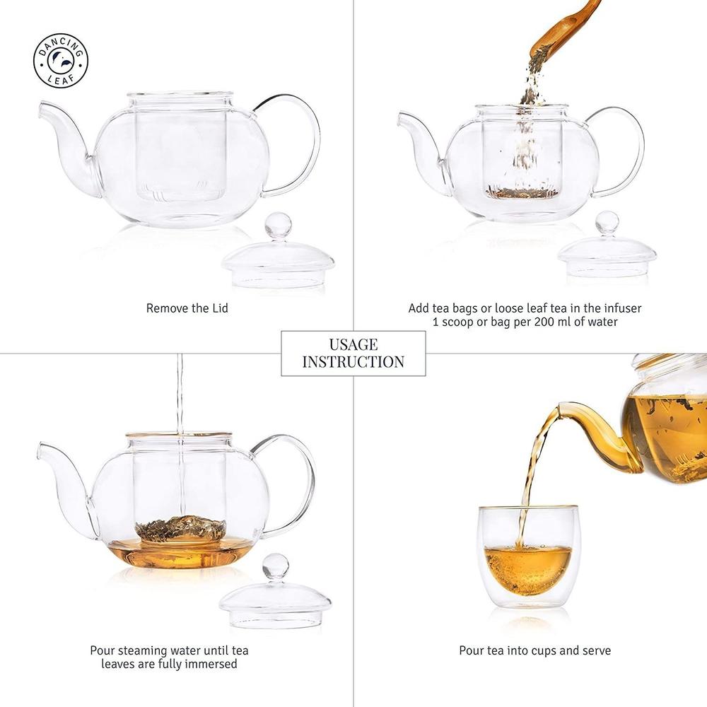 Clasico Teapot with Infuser (1000ml)-Dancing Leaf