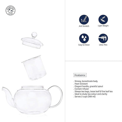 Clasico Teapot with Infuser (300ml)-Dancing Leaf