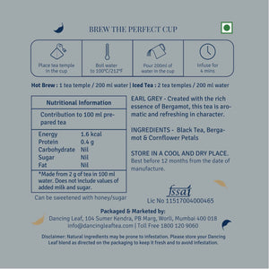 Earl Grey Black Tea Bags - Classic Bergamot Blend (20 Count) - Dancing Leaf