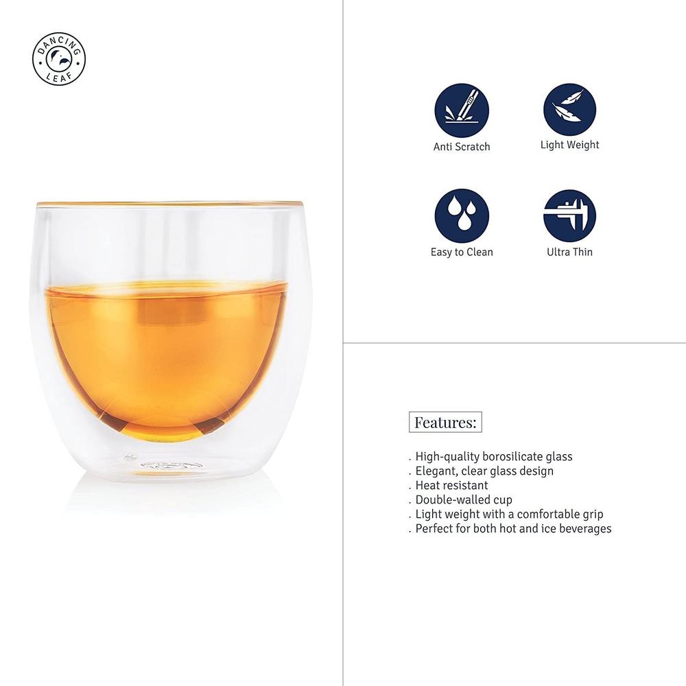 Fino Double Wall Cup (80ml) - Set of 6-Dancing Leaf