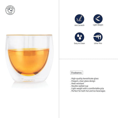 Fino Double Wall Cup (80ml) - Set of 6-Dancing Leaf