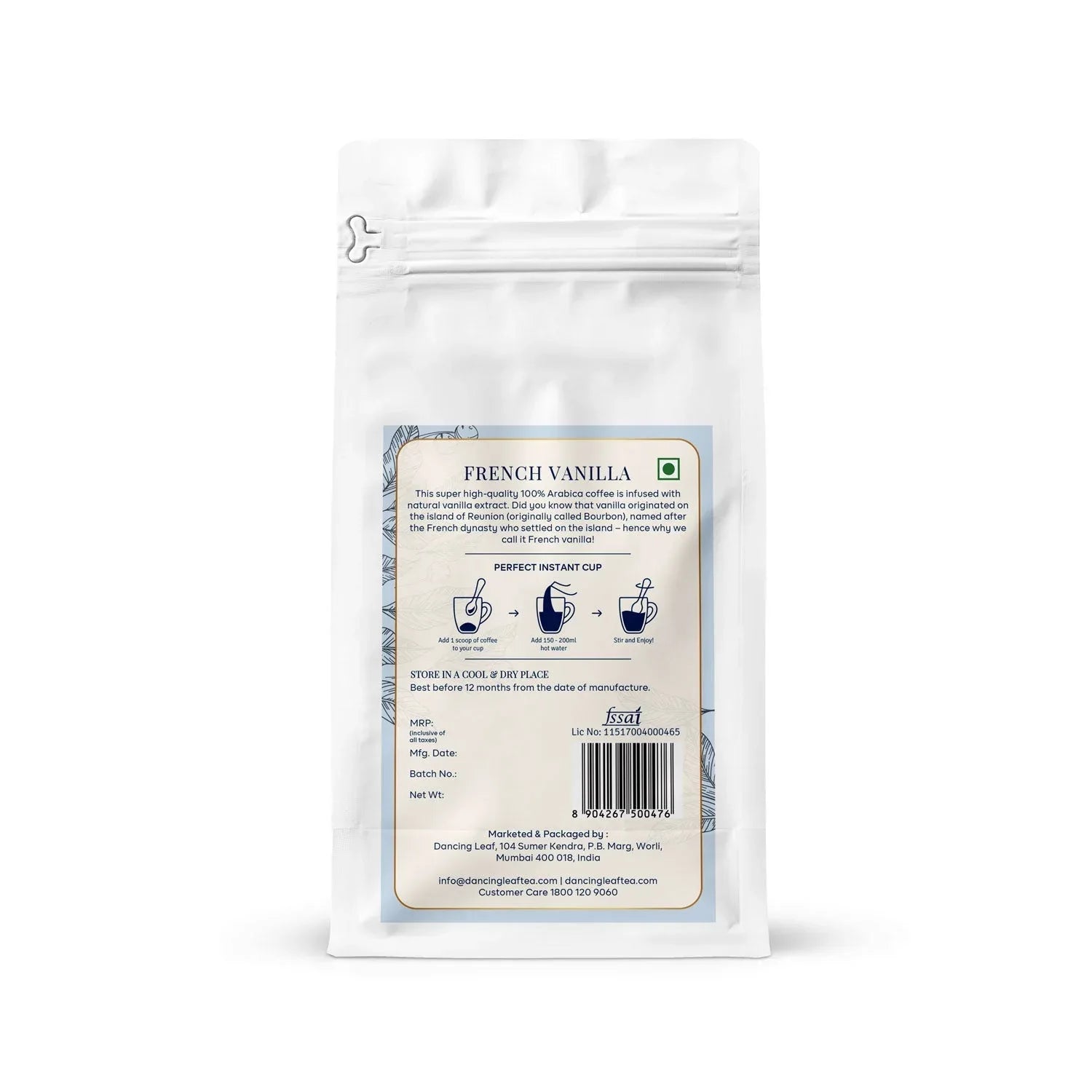 French Vanilla Freeze Dried Instant Coffee - 100g - Dancing Leaf